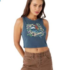 Women's Gray Graphic Crop Tank Top